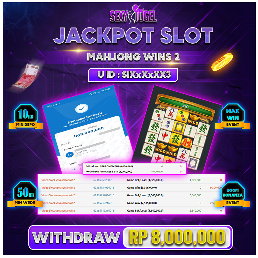SEXYTOGEL JACKPOT SLOT MAHJONG WINS 2.Rp.8.000.000.,-LUNAS